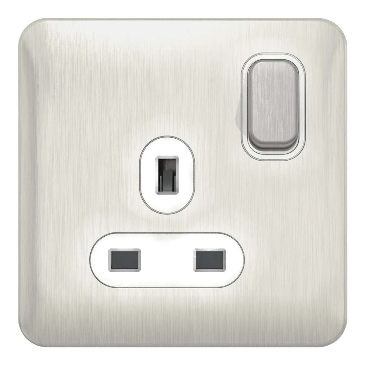 Lisse 1-Gang 13A Switched Socket Stainless Steel / White - Image 4