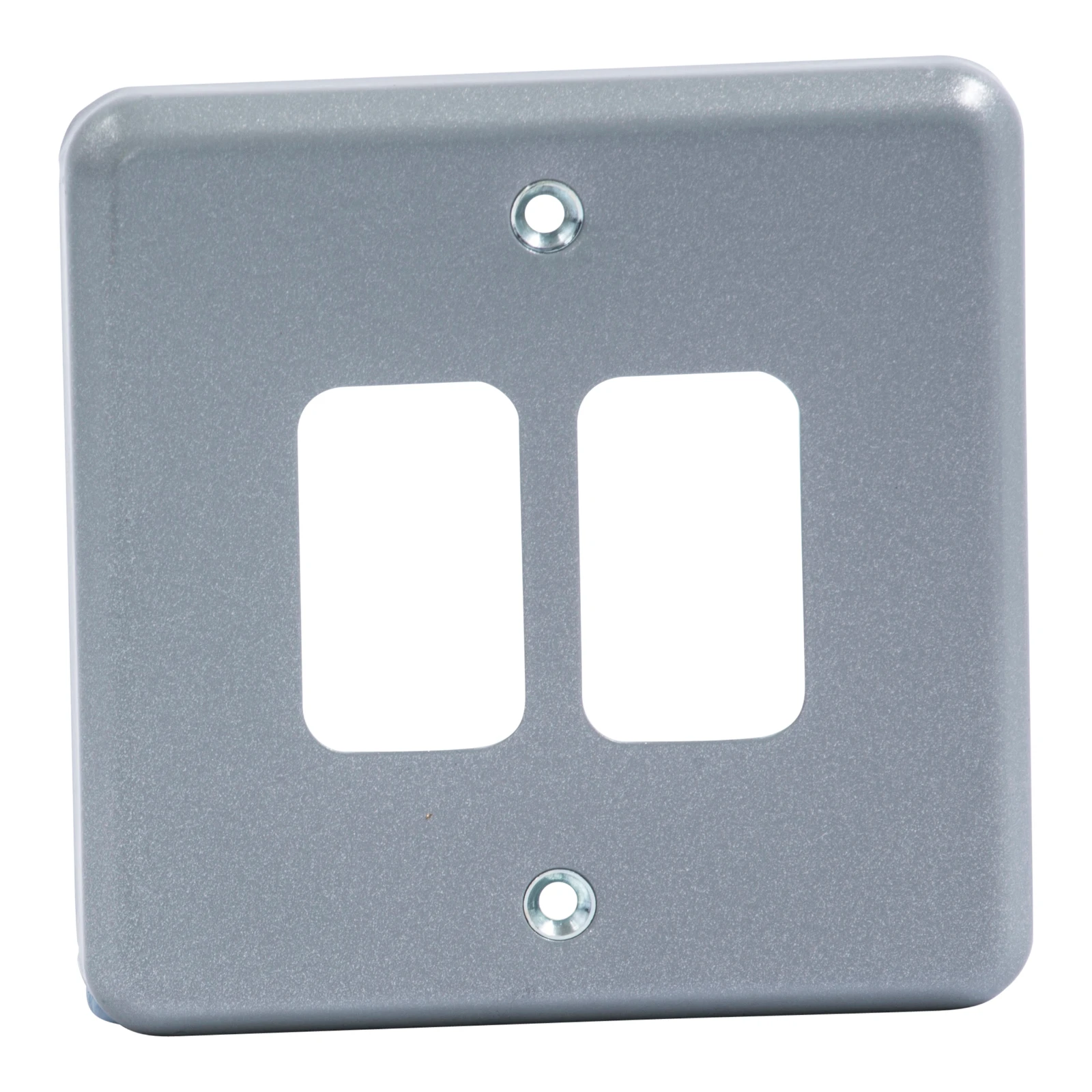 Metalclad Plus 2-Gang Grid Front Plate 86mm x 86mm Grey - Image 3