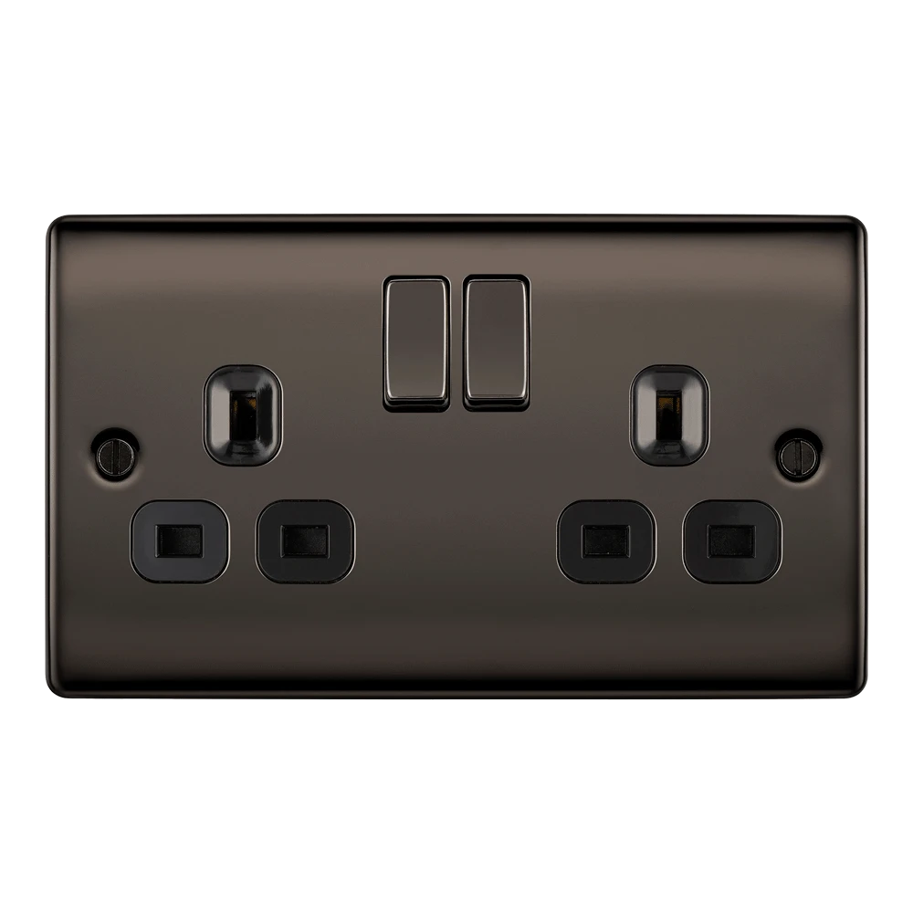 BG Nexus NBN22B Black Nickel Switched Socket 2 Gang Double Pole 13A - Image 4