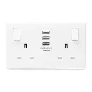 BG Nexus 822U33 2 Gang 13A Switched Socket with 3 x USB 3.1A White - Image 3