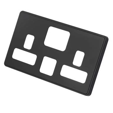 Dimensions 2 Gang Switched Socket With Usb Front Plate Matt Black - Image 3