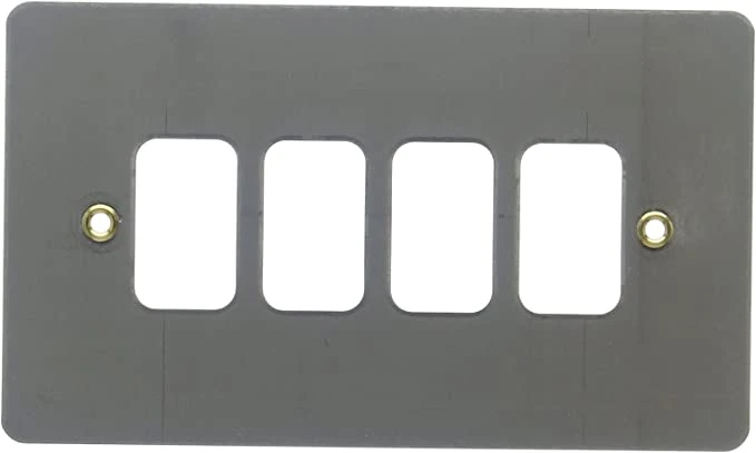 4-Module Grid Frontplate Brushed Chrome - Image 3