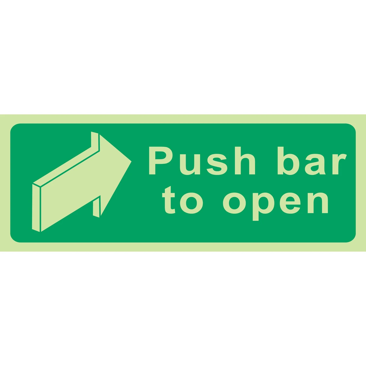 Photo Luminescent Sign "Push Bar To Open" 400x150mm Green - Image 3