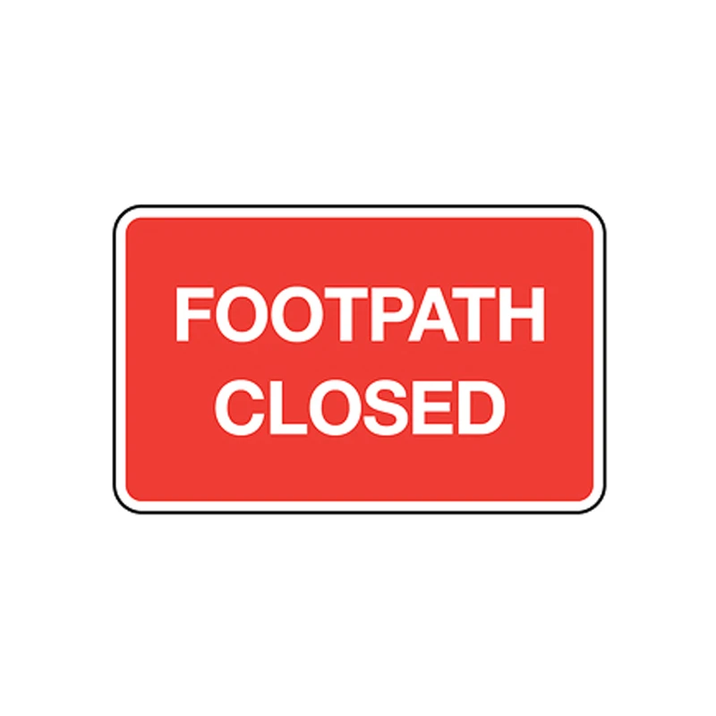 Footway Closed Road Sign 600 x 450mm Metal Red/White - Image 3