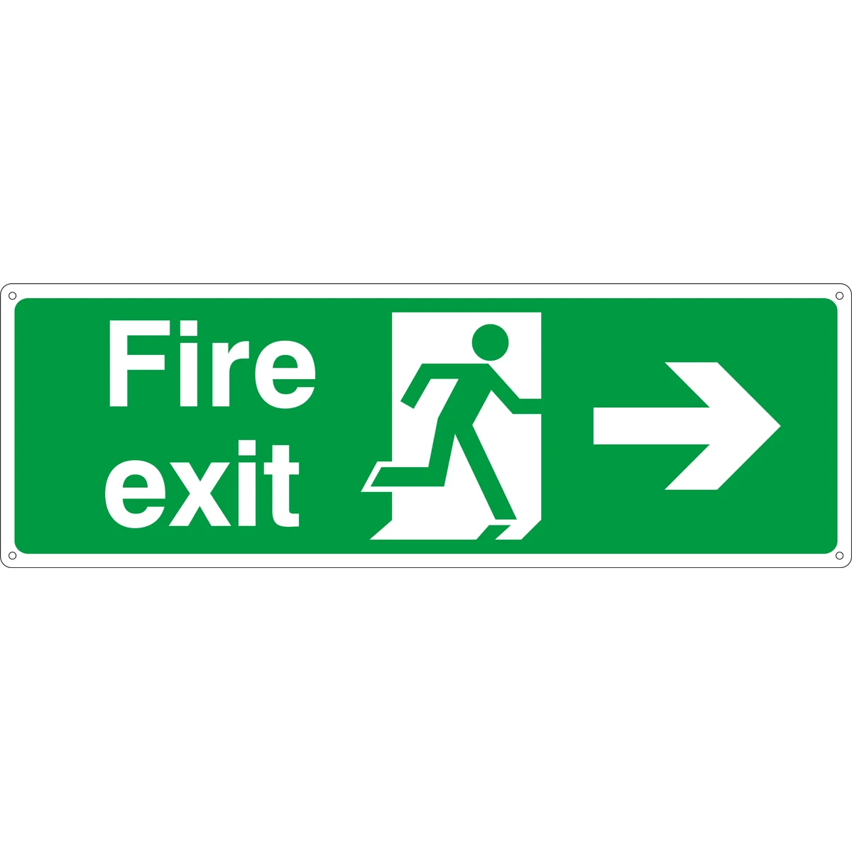 Fire Exit Right Arrow 600 x 200mm Green/White Sign - Image 3