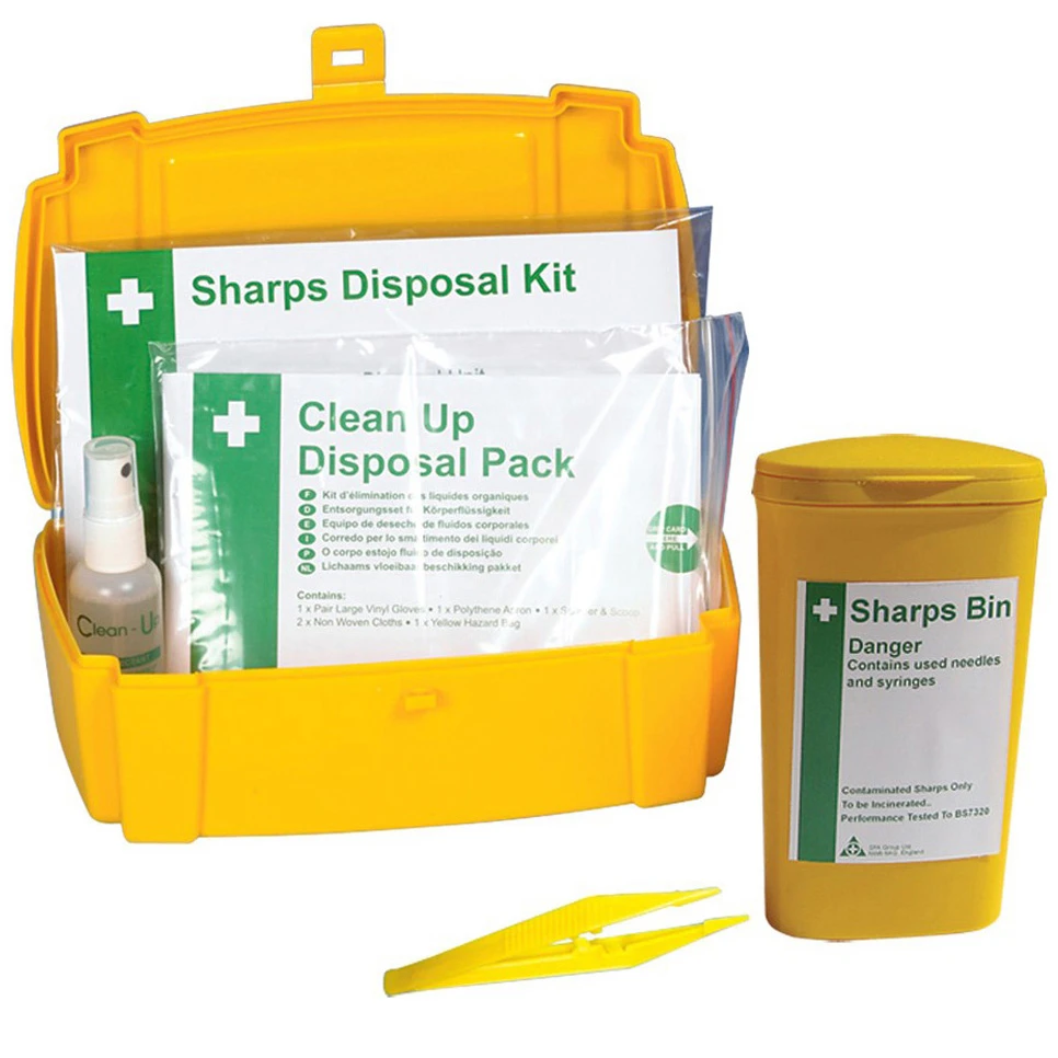2 Application Body Fluid & Sharps Disposal Kit Yellow - Image 3