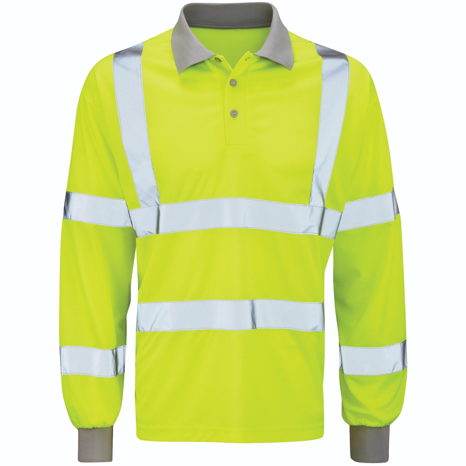 Polyester Long Sleeve HI-Vis Polo Shirt Medium Yellow - Image 3