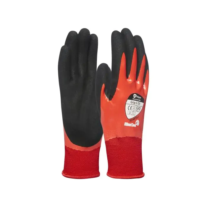 Gloves Grip It Oil Seamless Fully Coated Size 9 Nitrile Red - Image 3