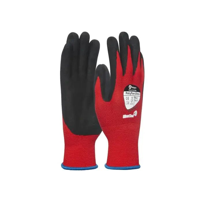 Gloves Polyflex Ultra Pu Nitrile Foam Palm Size 10 Red/Black - Image 3