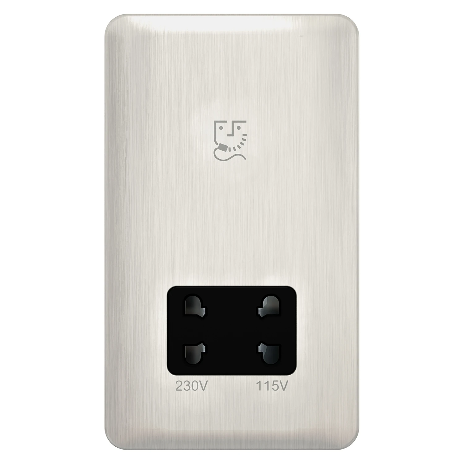 Lisse 2-Gang 115/230V Shaver Socket Stainless Steel / Black - Image 4