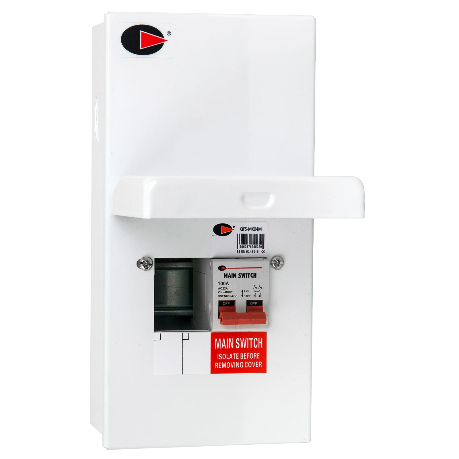 CGD QFS-MX04M 2 Way Metal Clad Consumer Unit with 100A Isolator Incomer - Image 3