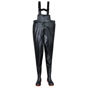 Portwest Steelite FW74 PVC/Nitrile S5 Safety Chest Waders Size 10 Black