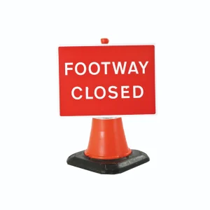 Sign Cone Mounted 'Footpath Closed' 600 x 450mm Red/White