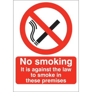 Sign S/A Against The Law To Smoke 210X149mm
