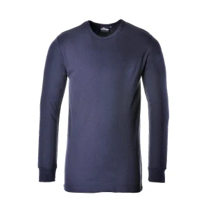 Portwest B125 Thermal Polycotton Long-Sleeved T-Shirt XS Navy