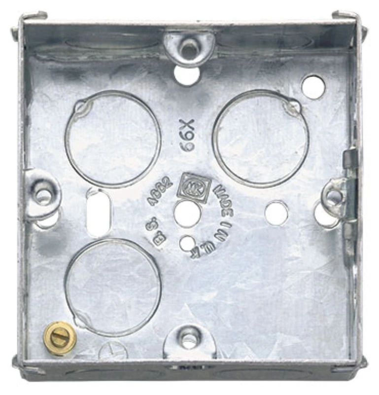 Box 1 Gang Flush 75 x 75 x 35mm Steel One Adjustable Lug