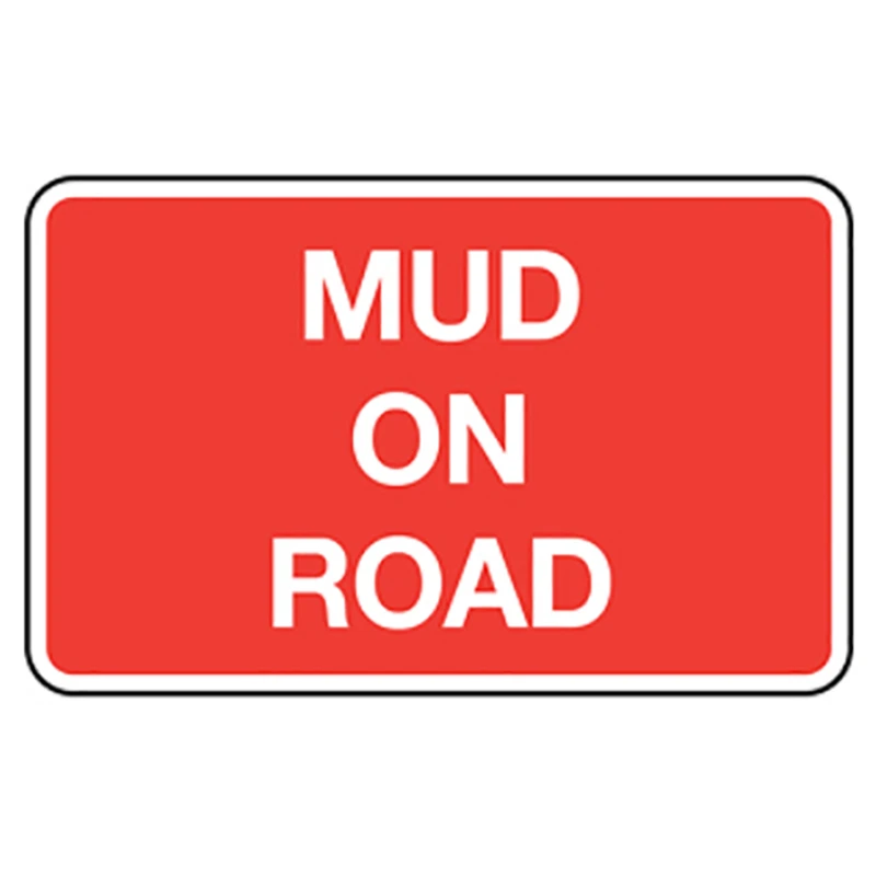 Mud On Road Road Sign 1050 x 750mm Metal Red/White - Image 2