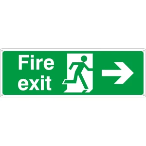 Fire Exit Right Arrow 600 x 200mm Green/White Sign