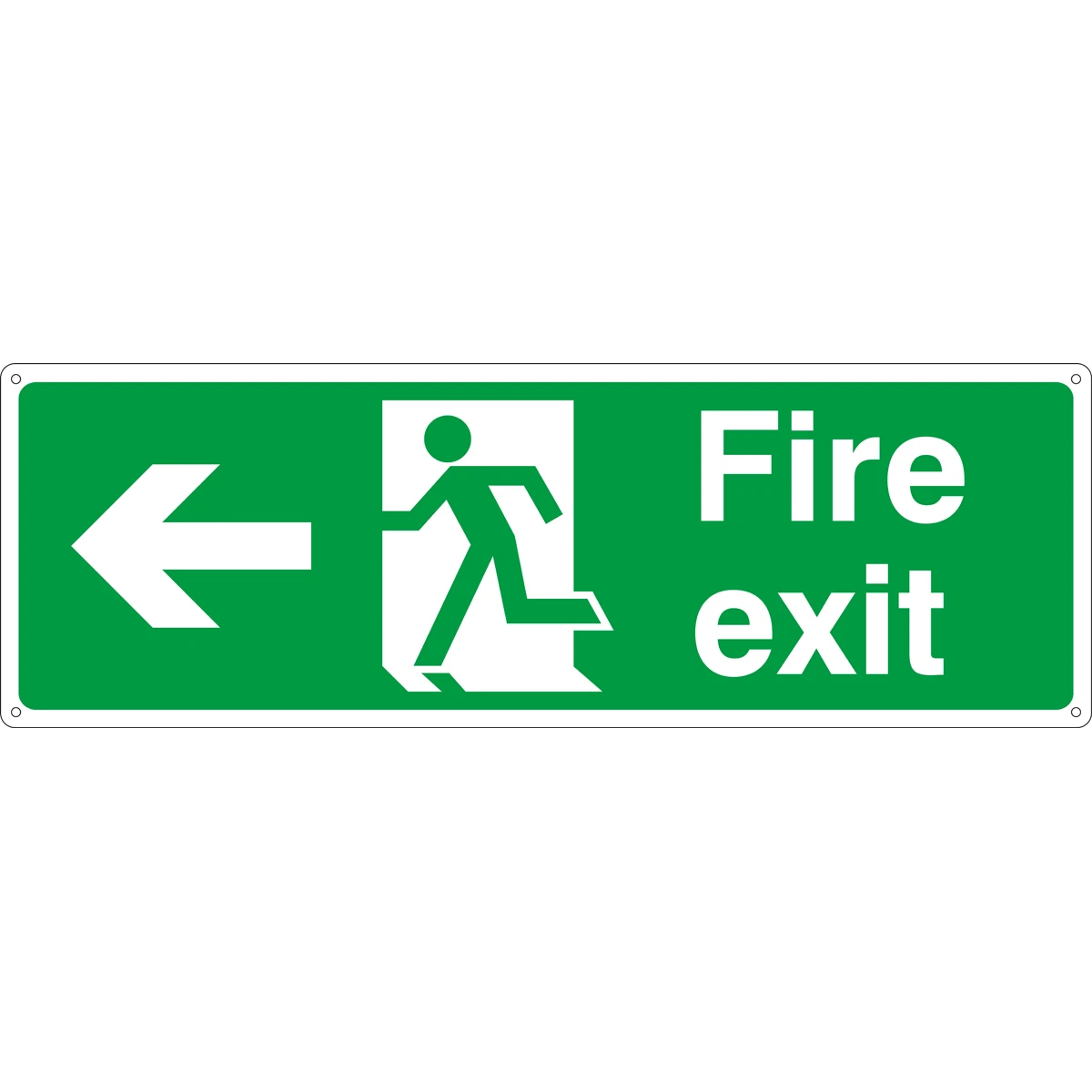 Fire Exit Left Arrow 600 x 200mm Green/White Sign