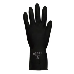 Jet Heavy-Duty Flock Lined Rubber Glove Black Size 9-9.5
