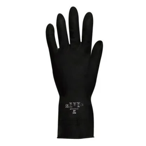 Jet Heavy-Duty Flock Lined Rubber Glove Black Size 7-7.5