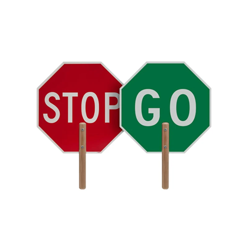 Hand Held Reversible 'Go'/'Stop' 600mm Green/Red Sign Plate