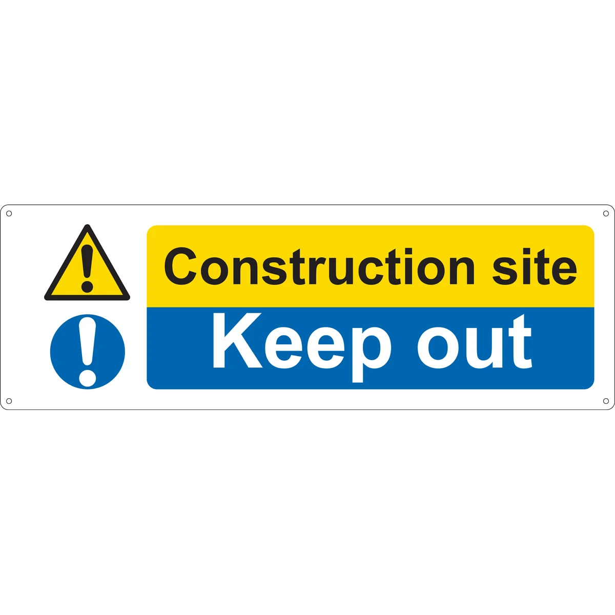 Mandatory Sign "Construction Site Keep Out" SR 600x200mm Blue/White