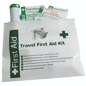 Small Travel First Aid Kit Dispenser in Vinyl Pouch White/Green