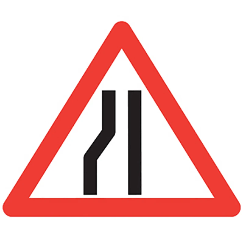 Road Narrows Near Side Road Sign 600mm Metal