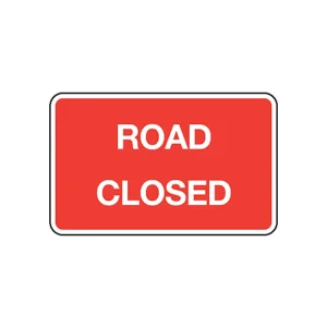 Sign Plate 'Road Closed' 1050 x 750mm Metal Red/White
