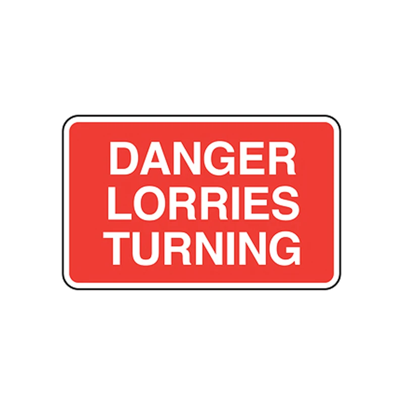 Danger Lorries Turning Road Sign 1050 x 750mm Metal Red/White - Image 2