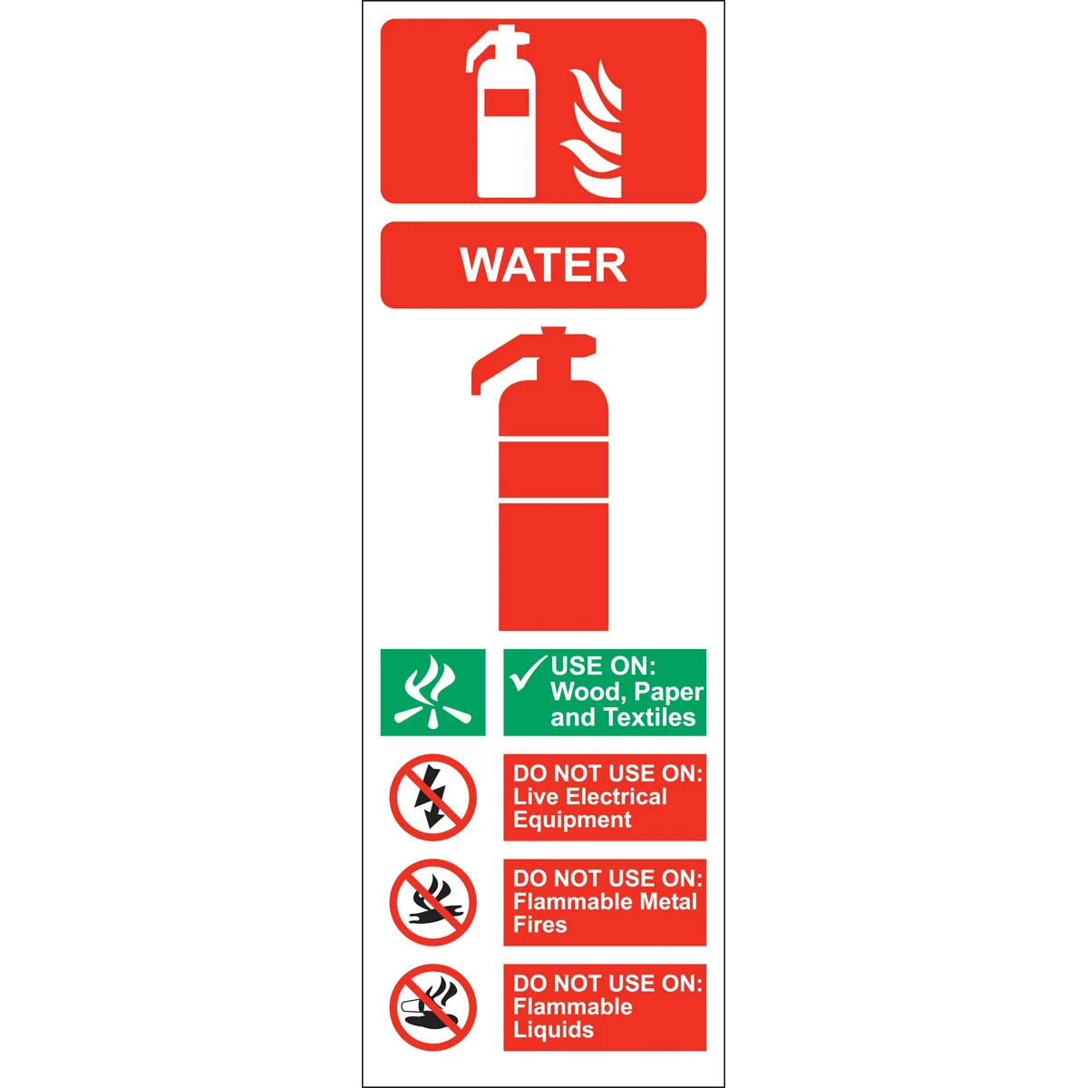 Water Extinguisher Use Self Adhesive Sign