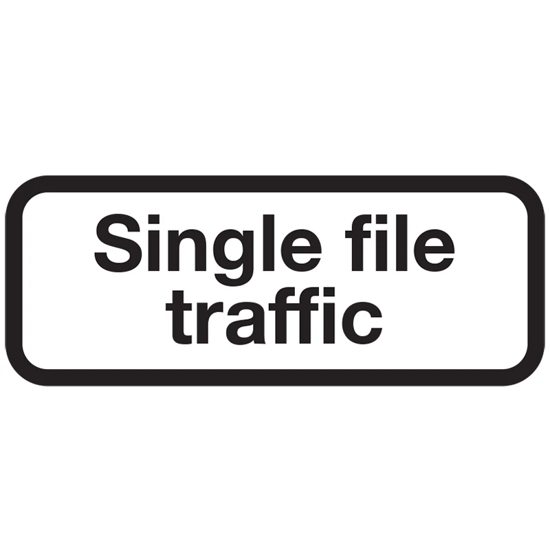 Supplementary Plate Single File Traffic 750mm Metal White/Black - Image 2