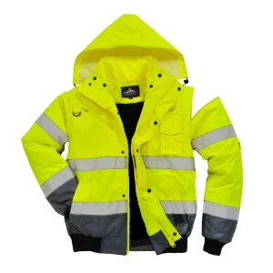 Portwest C465 HI-Vis Contrast Bomber Jacket XL Yellow/Navy