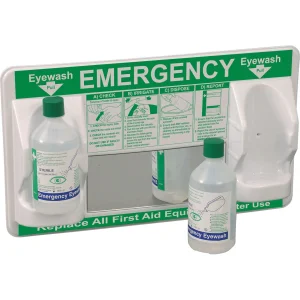 Eye Care Station with 2 x 500ml Eyewash Bottles and Mirror