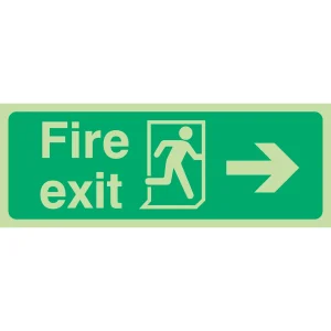 Sign 'Fire Exit Arrow Right' Photoluminous Green