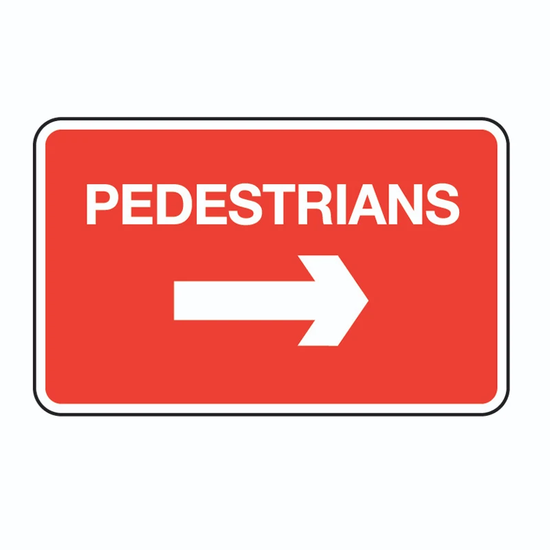 Pedestrians 600 x 450mm Red/White Metal Sign - Image 2
