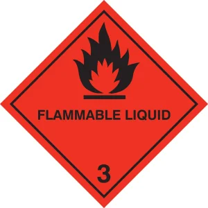 100x100mm Flammable Liquid 3 Sign
