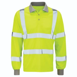 Polyester Long Sleeve HI-Vis Polo Shirt Medium Yellow