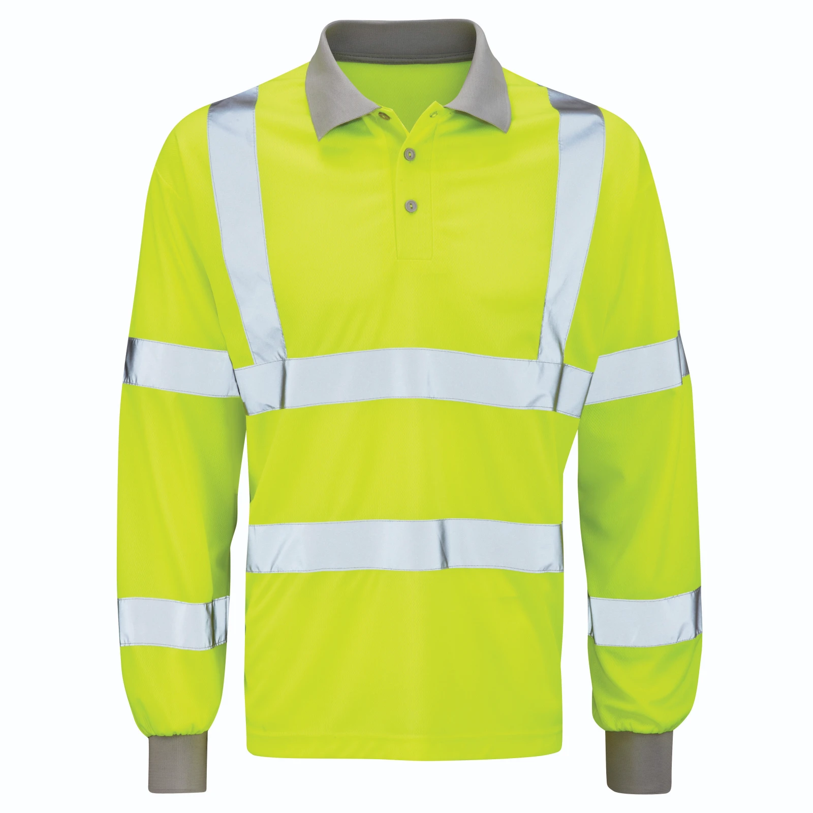 Polyester Long Sleeve HI-Vis Polo Shirt Medium Yellow