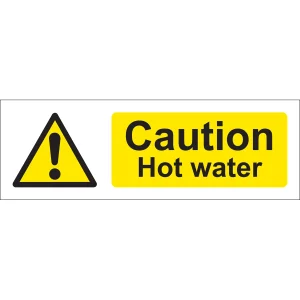 Caution Hot Water Self Adhesive Sign