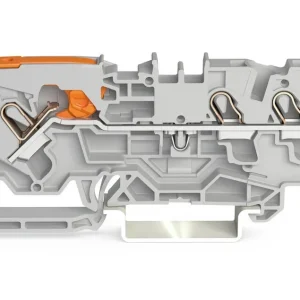 Wago 3-Conductor Through Terminal Block With Lever And Push-In Cage Clamp 4mm With Test Portside And Center Markingfor Din-Rail 35 X 15 And 35 X 7.5 Push-In Cage Clamp 4mm Grey