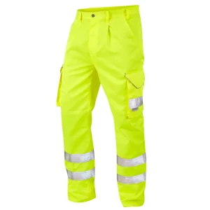 Bideford Regular Fit Polycotton Hi Vis Cargo Trousers 28" Yellow