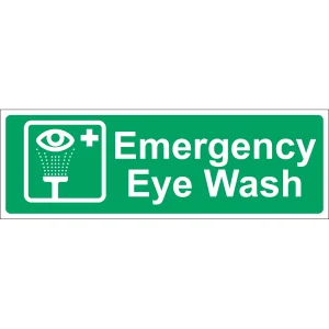 Emergency Sign 'Emergency Eye Wash' Self Adhesive 300x100mm Green/White