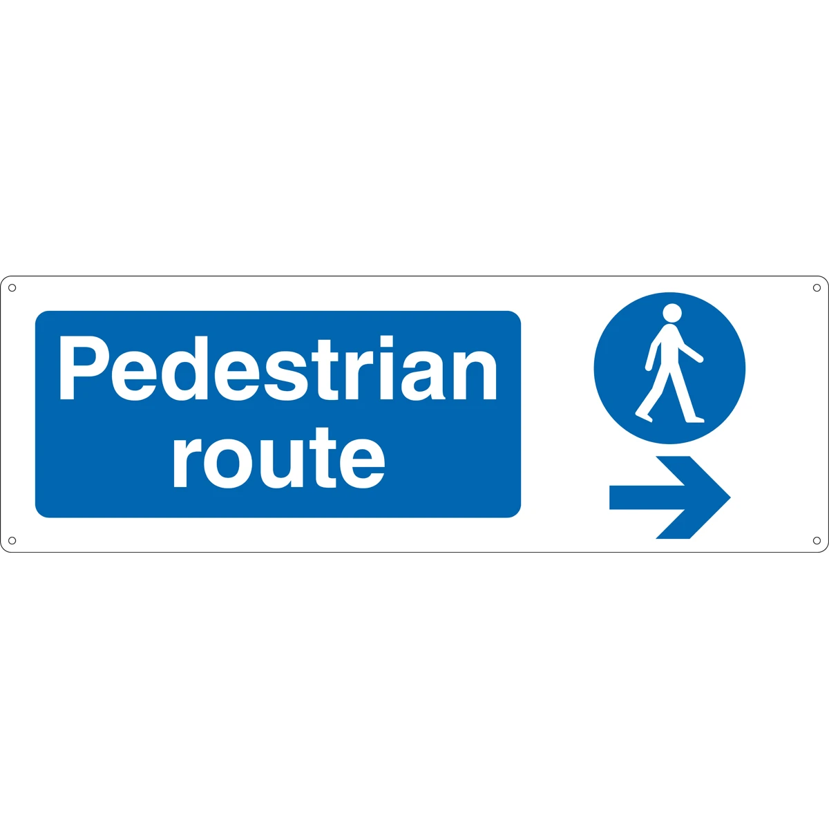 Sign 'Pedestrian Route Right Arrow' 600 x 200mm Blue/White - Image 2
