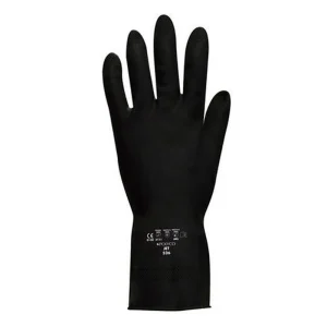 Jet Heavy-Duty Flock Lined Rubber Glove Black Size 8-8.5