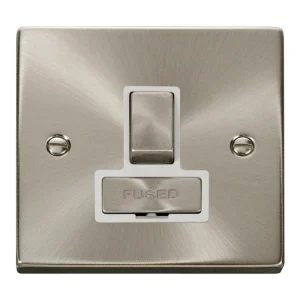 Connection Unit Ingot Switched White Insert Victorian 13A Satin Chrome