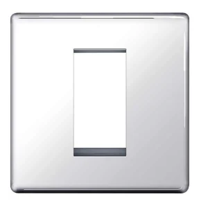 Front Plate 4 Module Grid Rectangular Screwless Polished Chrome