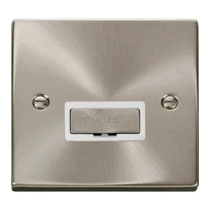 Click VPSC750WH 13A Ingot Unswitched Fused Connection Unit Satin Chrome with White Insert