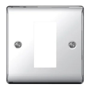 Front Plate 1 Module Grid Square Polished Chrome